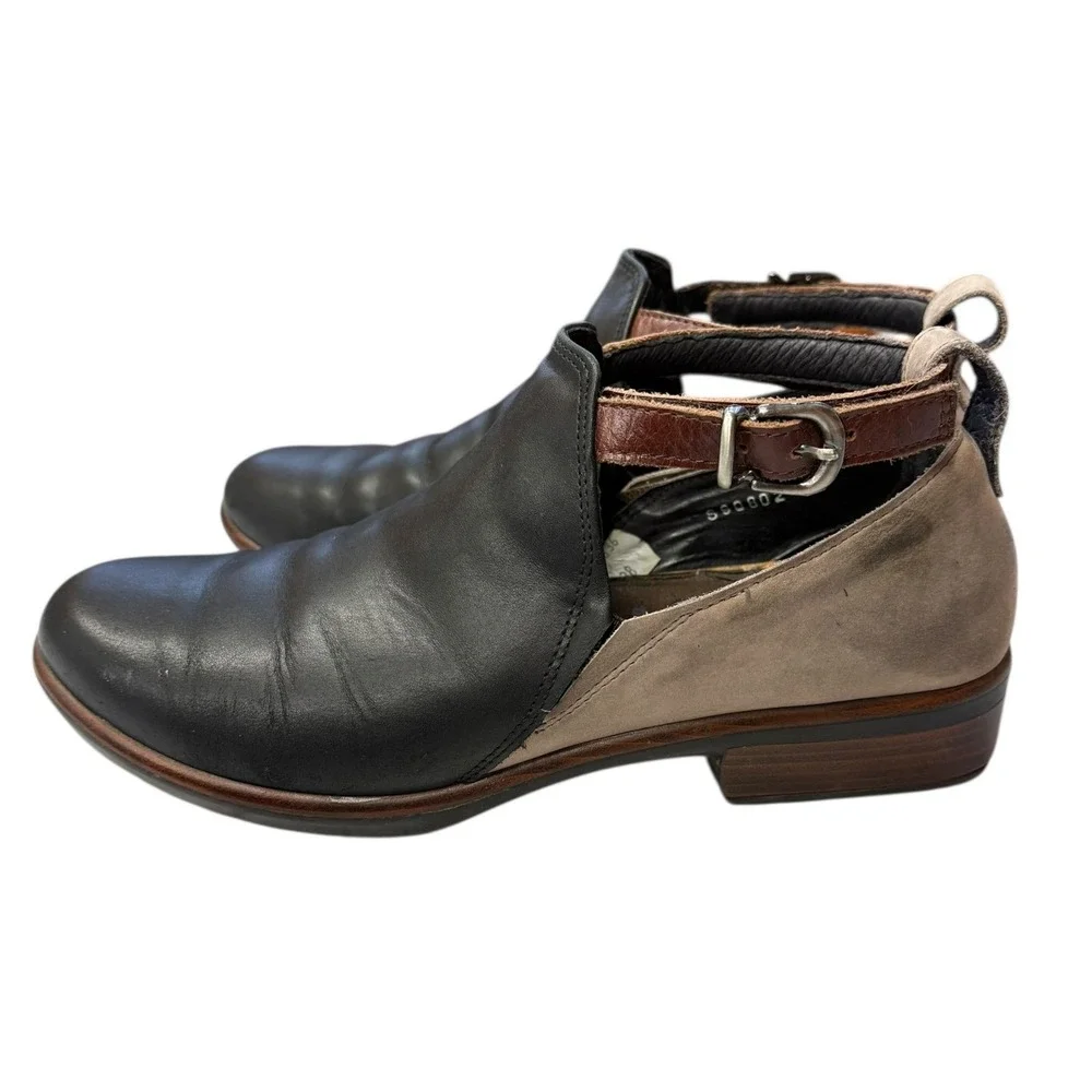 Naot Kamsin Women's Two Tone Leather Ankle Strap‎ Cutout Booties Size 38